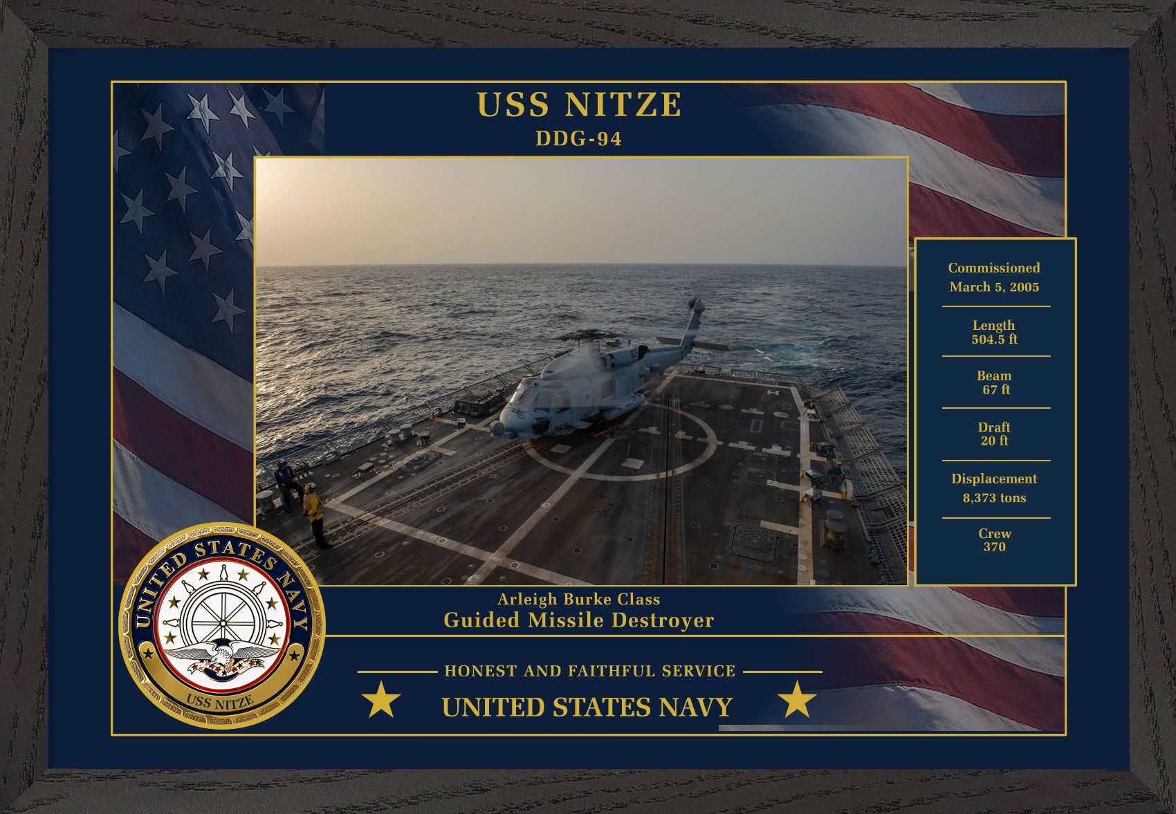 USS Nitze DDG-94 Framed Patriotic Photo