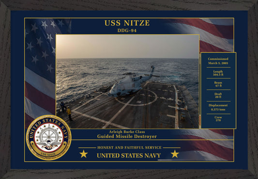 USS Nitze DDG-94 Framed Patriotic Photo