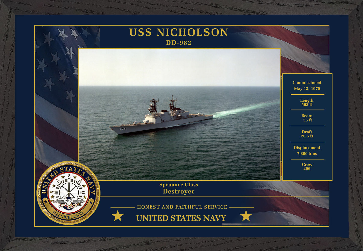 USS Nicholson DD-982 Framed Patriotic Photo