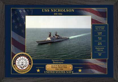 USS Nicholson DD-982 Framed Patriotic Photo