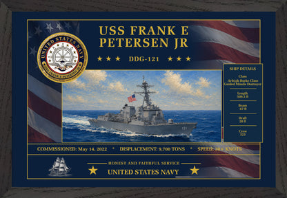 USS Frank E Petersen Jr DDG-121 Framed Patriotic Art