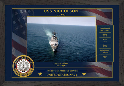 USS Nicholson DD-982 Framed Patriotic Photo