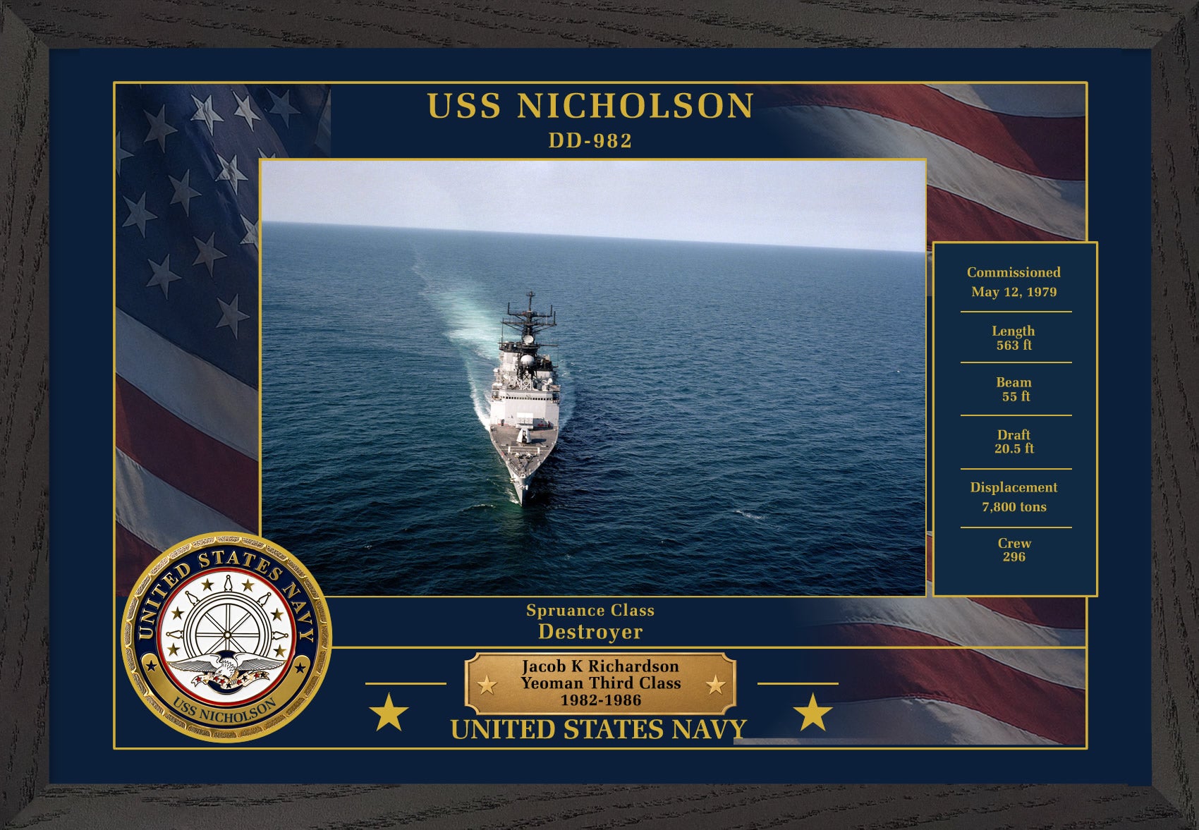 USS Nicholson DD-982 Framed Patriotic Photo