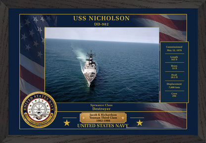 USS Nicholson DD-982 Framed Patriotic Photo
