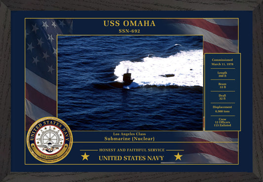 USS Omaha SSN-692 Framed Patriotic Photo