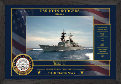 USS John Rodgers DD-983 Framed Patriotic Photo