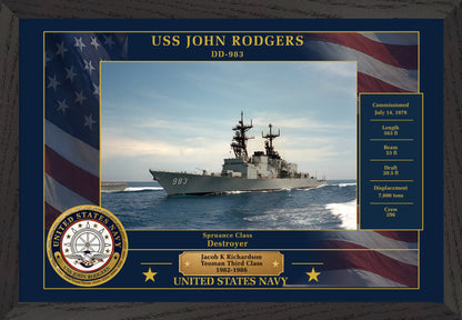 USS John Rodgers DD-983 Framed Patriotic Photo