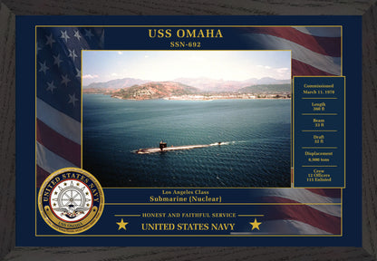 USS Omaha SSN-692 Framed Patriotic Photo