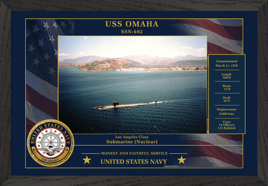 USS Omaha SSN-692 Framed Patriotic Photo