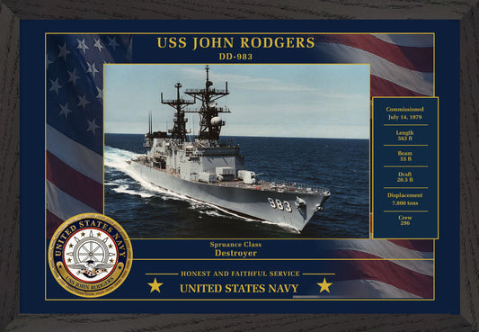 USS John Rodgers DD-983 Framed Patriotic Photo