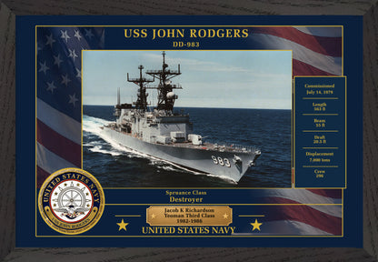 USS John Rodgers DD-983 Framed Patriotic Photo