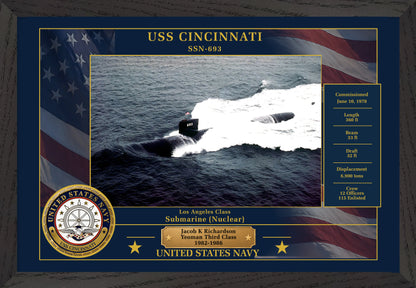USS Cincinnati SSN-693 Framed Patriotic Photo