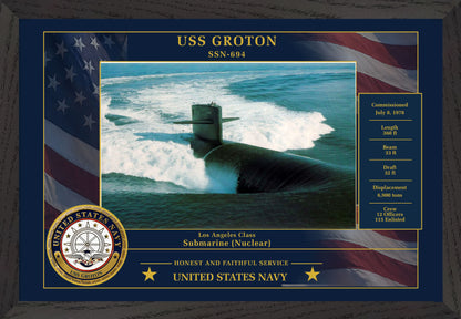 USS Groton SSN-694 Framed Patriotic Photo