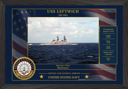 USS Leftwich DD-984 Framed Patriotic Photo
