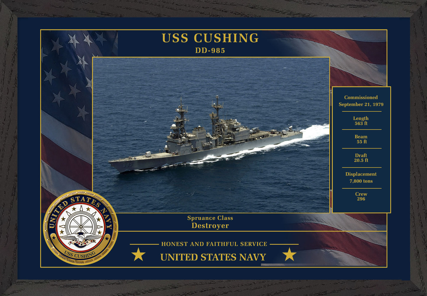 USS Cushing DD-985 Framed Patriotic Photo