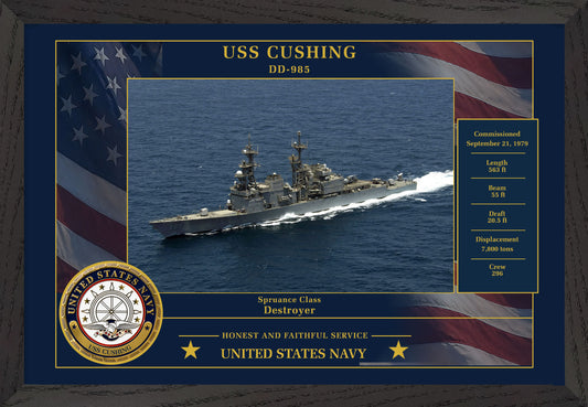 USS Cushing DD-985 Framed Patriotic Photo