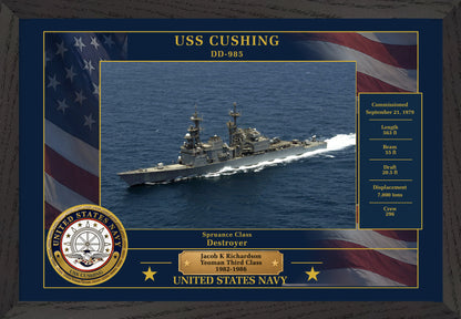 USS Cushing DD-985 Framed Patriotic Photo