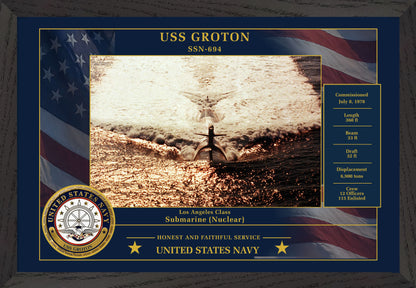 USS Groton SSN-694 Framed Patriotic Photo