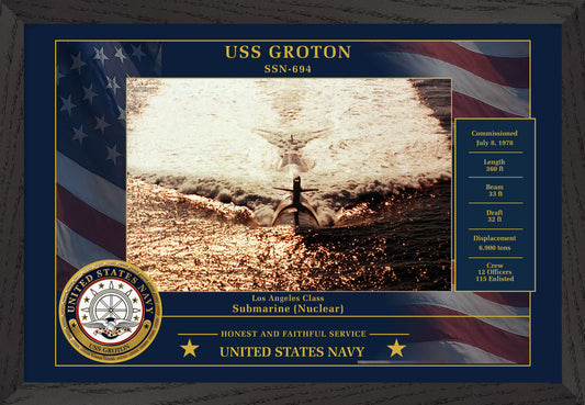 USS Groton SSN-694 Framed Patriotic Photo