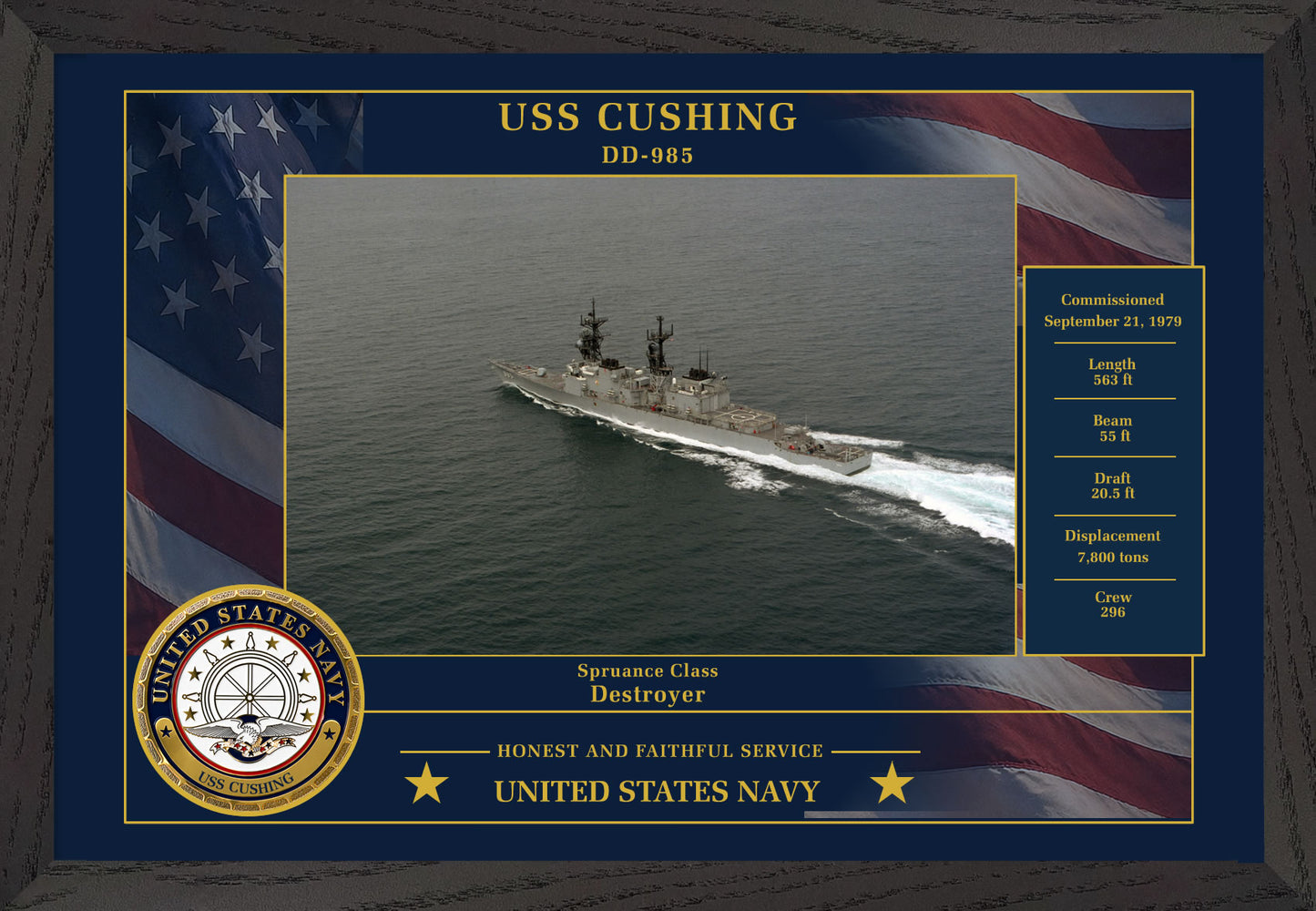 USS Cushing DD-985 Framed Patriotic Photo