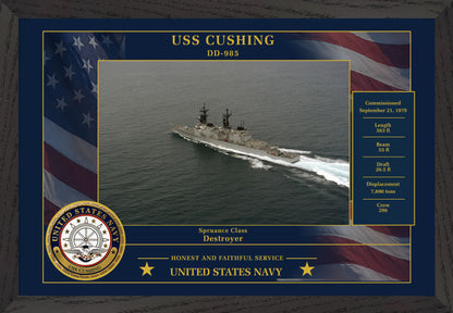 USS Cushing DD-985 Framed Patriotic Photo