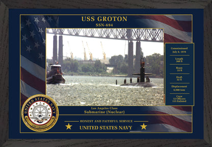 USS Groton SSN-694 Framed Patriotic Photo