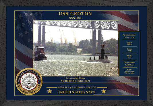 USS Groton SSN-694 Framed Patriotic Photo