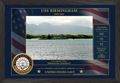 USS Birmingham SSN-695 Framed Patriotic Photo