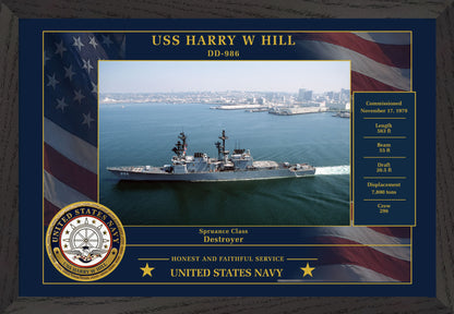 USS Harry W Hill DD-986 Framed Patriotic Photo