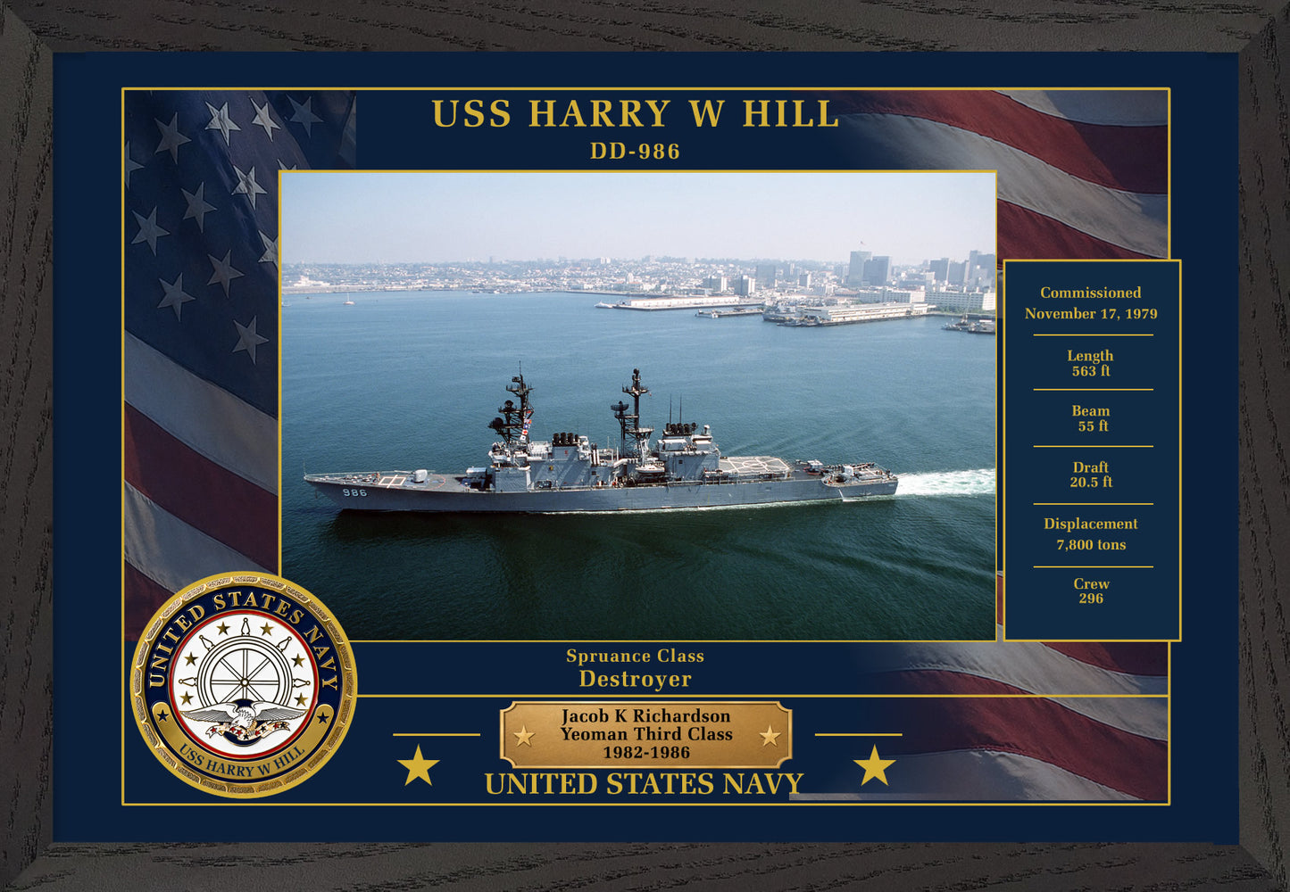 USS Harry W Hill DD-986 Framed Patriotic Photo