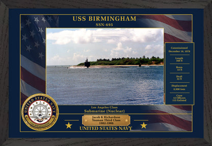USS Birmingham SSN-695 Framed Patriotic Photo