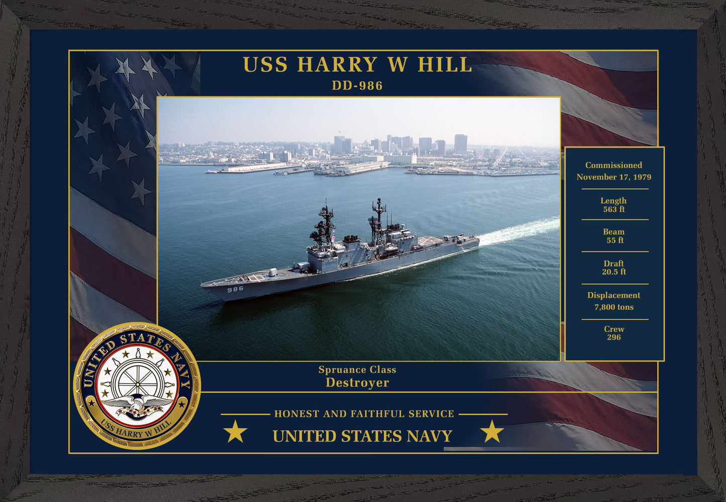 USS Harry W Hill DD-986 Framed Patriotic Photo