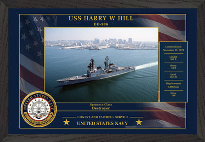 USS Harry W Hill DD-986 Framed Patriotic Photo