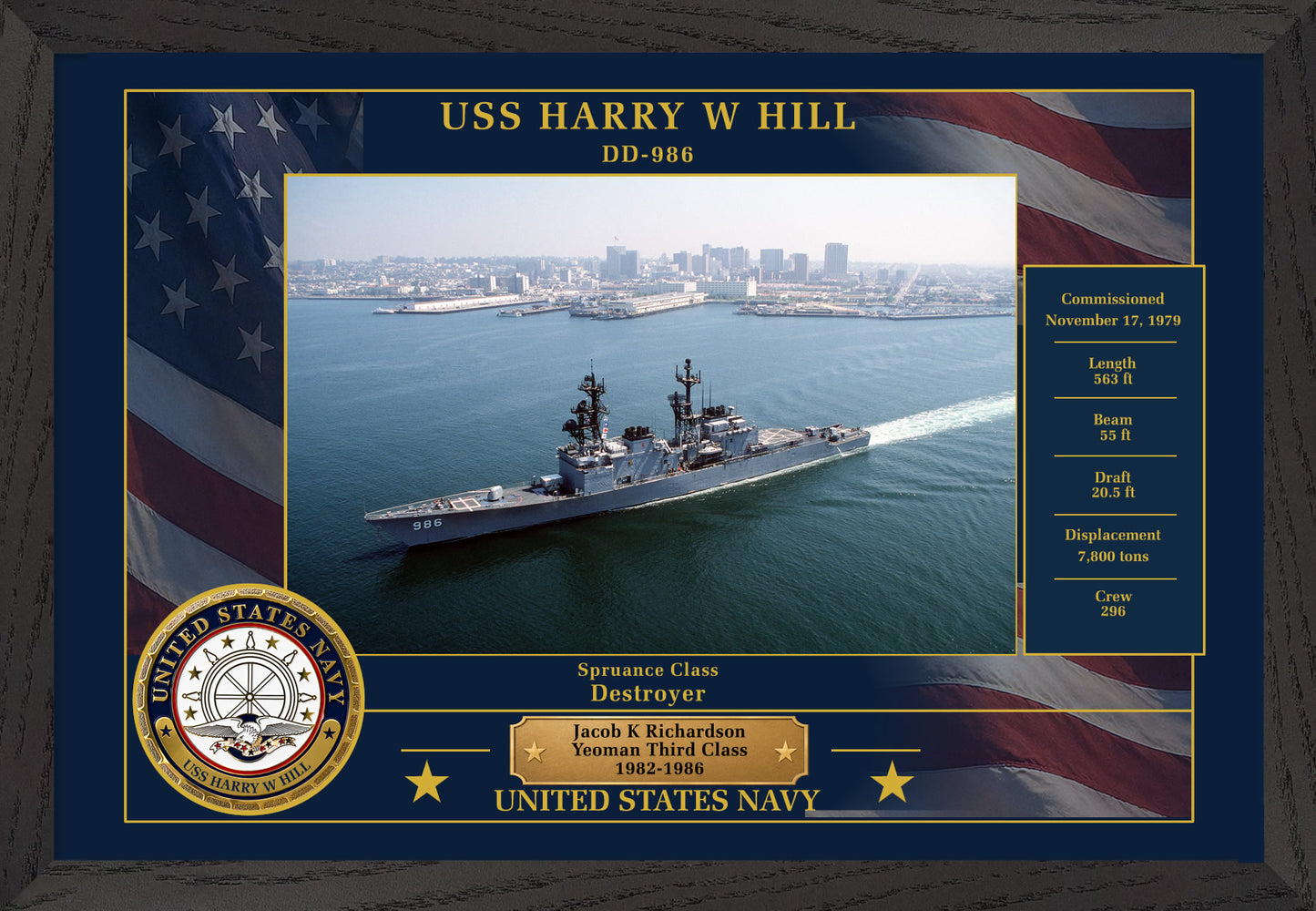 USS Harry W Hill DD-986 Framed Patriotic Photo