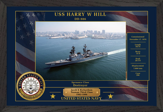 USS Harry W Hill DD-986 Framed Patriotic Photo
