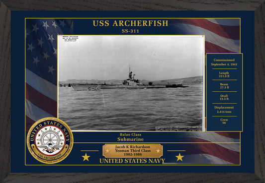 USS Archerfish SS-311 Framed Patriotic Photo