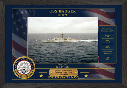 USS Badger FF-1071 Framed Patriotic Photo