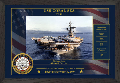 USS Coral Sea CV-43 Framed Patriotic Photo