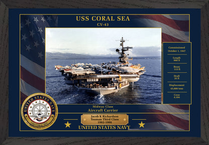 USS Coral Sea CV-43 Framed Patriotic Photo