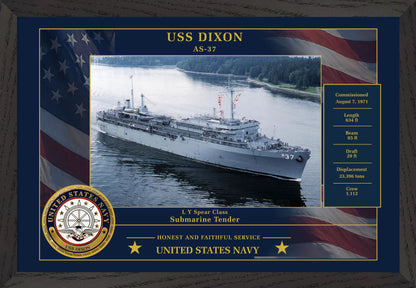 USS Dixon AS-37 Framed Patriotic Photo