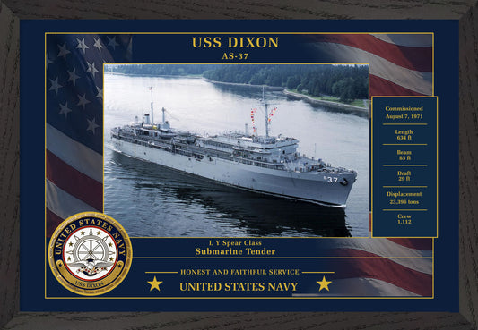 USS Dixon AS-37 Framed Patriotic Photo