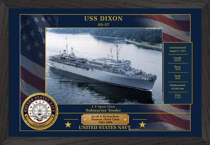 USS Dixon AS-37 Framed Patriotic Photo