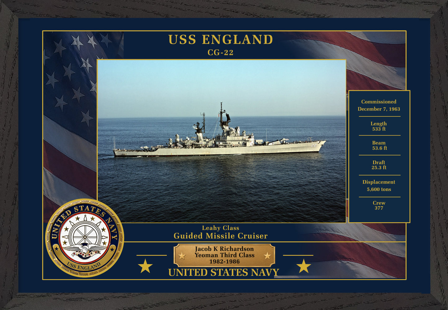 USS England CG-22 Framed Patriotic Photo