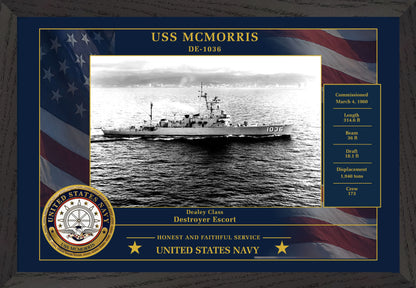 USS Mcmorris DE-1036 Framed Patriotic Photo