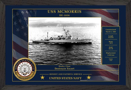 USS Mcmorris DE-1036 Framed Patriotic Photo