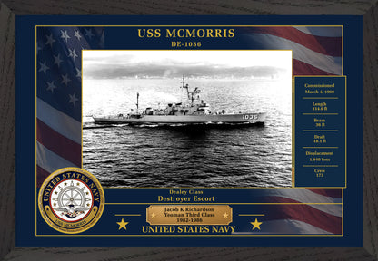 USS Mcmorris DE-1036 Framed Patriotic Photo