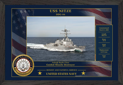USS Nitze DDG-94 Framed Patriotic Photo