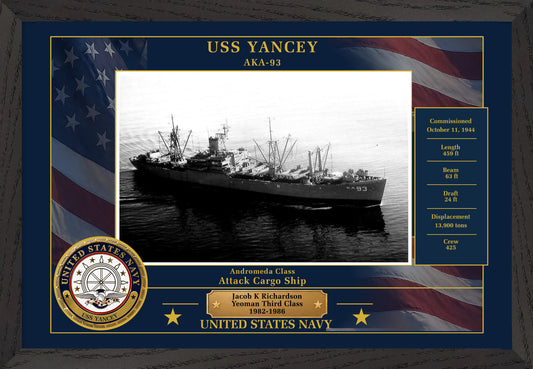 USS Yancey AKA-93 Framed Patriotic Photo
