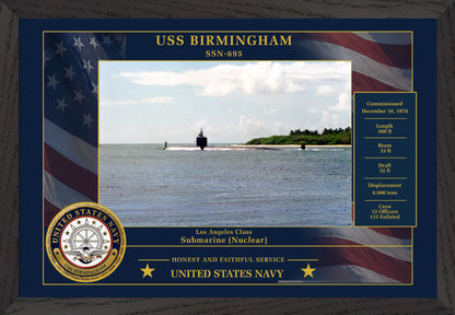 USS Birmingham SSN-695 Framed Patriotic Photo