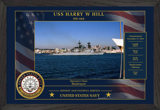 USS Harry W Hill DD-986 Framed Patriotic Photo